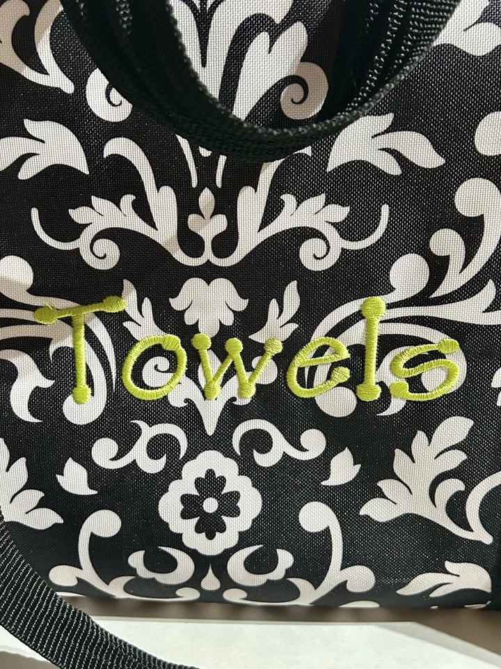 Thirty One Deluxe Utility Tote Lavandería Bolsa de Playa Negro Parisino Pop Toallas Verde Foto 2 de 4