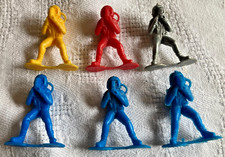 Vintage MPC Like Plastic Astronaut Camera Figures w/ Bases Mult-Color Lot of 6