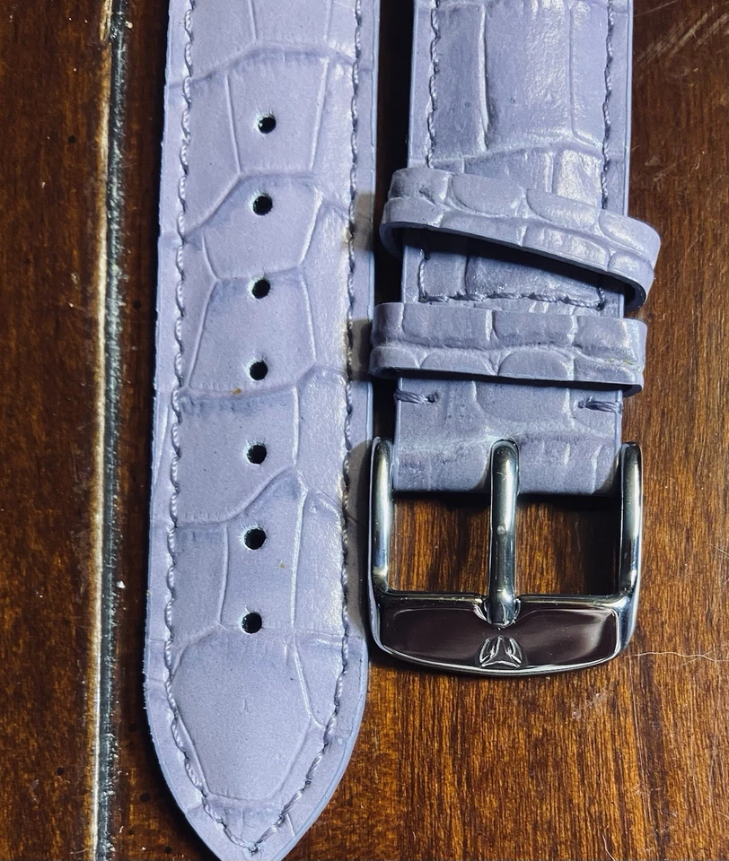 NUEVA TECHNOMARINE Correa de Reloj Cuero Genuino 17mm Tacos Púrpura Claro Hebilla Plateada Foto 4 de 4