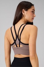FABLETICS Principal Longline Medium Impact Sports Bra - Desert Shadows Large
