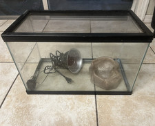 Glass Reptile Terrarium Tank w/ Mesh Screen Lid, Clamp Lamp  Water Bowl