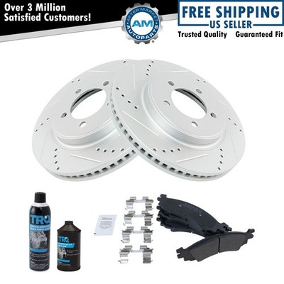 Front Metallic Brake Pad & Performance Coated Rotor Kit w/Chemicals