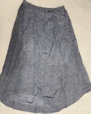 Nic  Zoe Skirt Womens 4 Blue Linen Skirt Flowy Summer Past The Knee