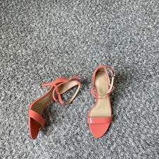 MICHAEL KORS Size 6 M Ava Mid Patent Leather Sandals Strappy Coral Orange New