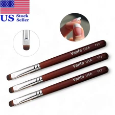 Vanfa French Brush for Nails, Clean up brush for Gel Nail Polish F12 (Pack of 3)