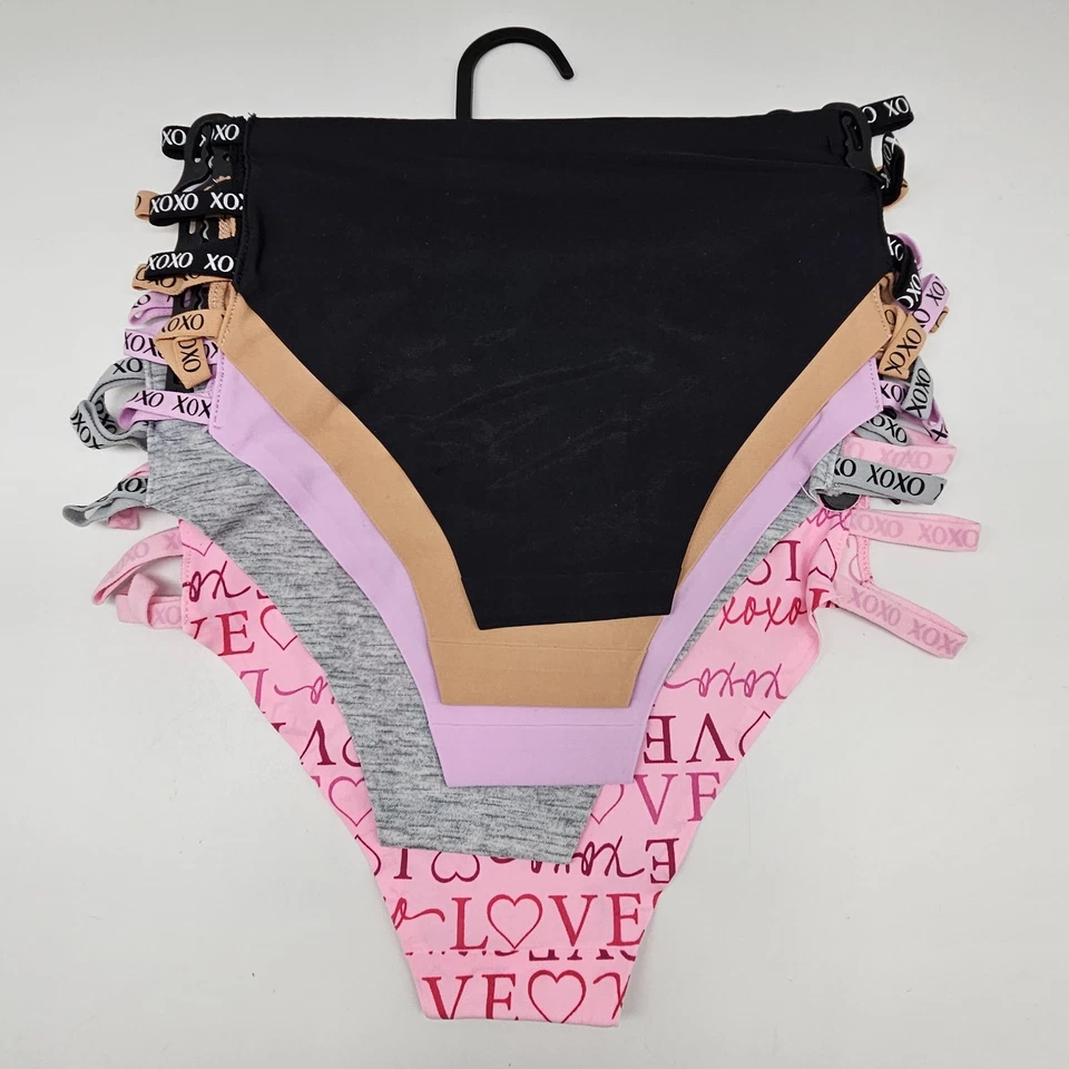 Paquete de 5 bikini XOXO para mujer S M L XL microfibra correas laterales negro beige púrpura Foto 3 de 4