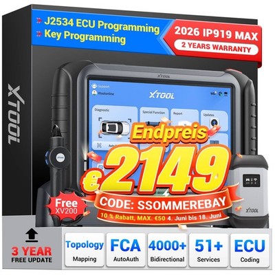 XTOOL IP919MAX OBD2-Scanner+J2534-Programmier Topologiekarte ECU-Codierung XV200