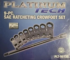 Platinum Tech, PLT-99720 - 3/8" Drive 9Pc. SAE Ratcheting Crowfoot Set