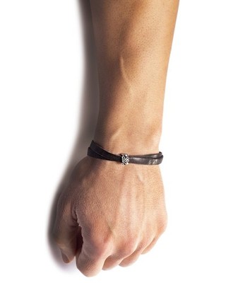 Adjustable Bracelet Black Charm Vintage Tuscan Leather Clip Stainless Steel Italy