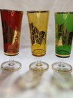 Three colorful vintage poinsettia Collins glasses with gold accent — photo 2