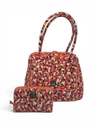Vera Bradley Handbag Pixie Confetti Turn Lock Satchel Bowler & Turn Lock Wallet