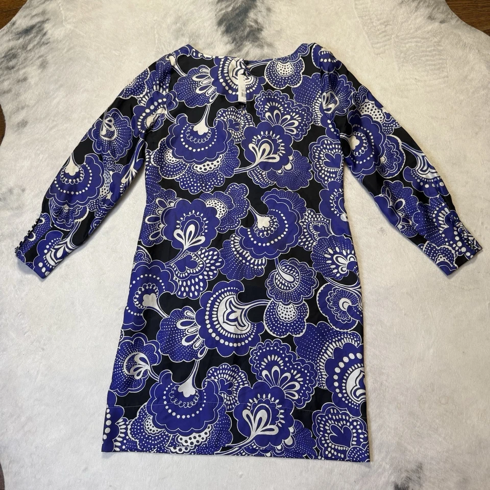 Vestido Banana Republic para mujer talla 14 azul multicolor estampado cachemir seda cambio Foto 2 de 4