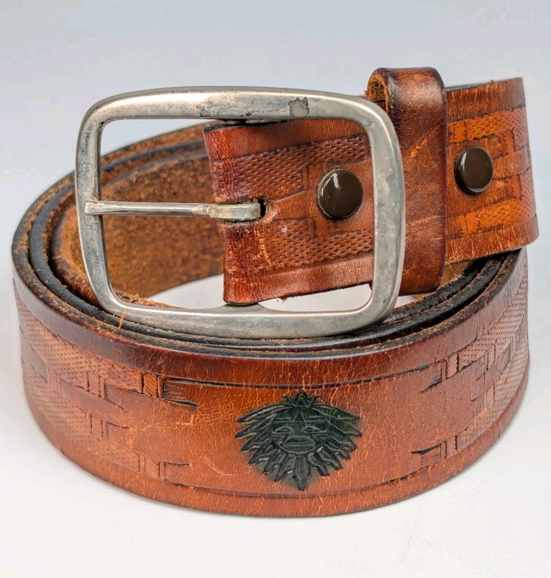 Vintage Chambers of Phoenix Hand Tooled and Painted Belt 40  display picture 1