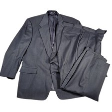 Stafford Executive Hart Schaffner Marx Gray Wool Suit Mens 46R 2 Piece 38x30