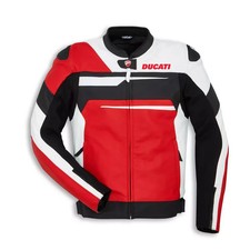DUCATI Giubbotto Moto in Pelle Da Corsa Uomo Giacca in Pelle da Motociclista CE
