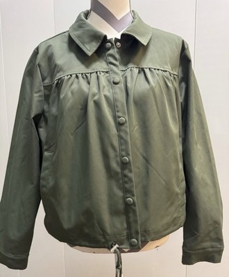 Bagatelle Women s Olive Utility Snap Front Jacket With Pleats Size XL