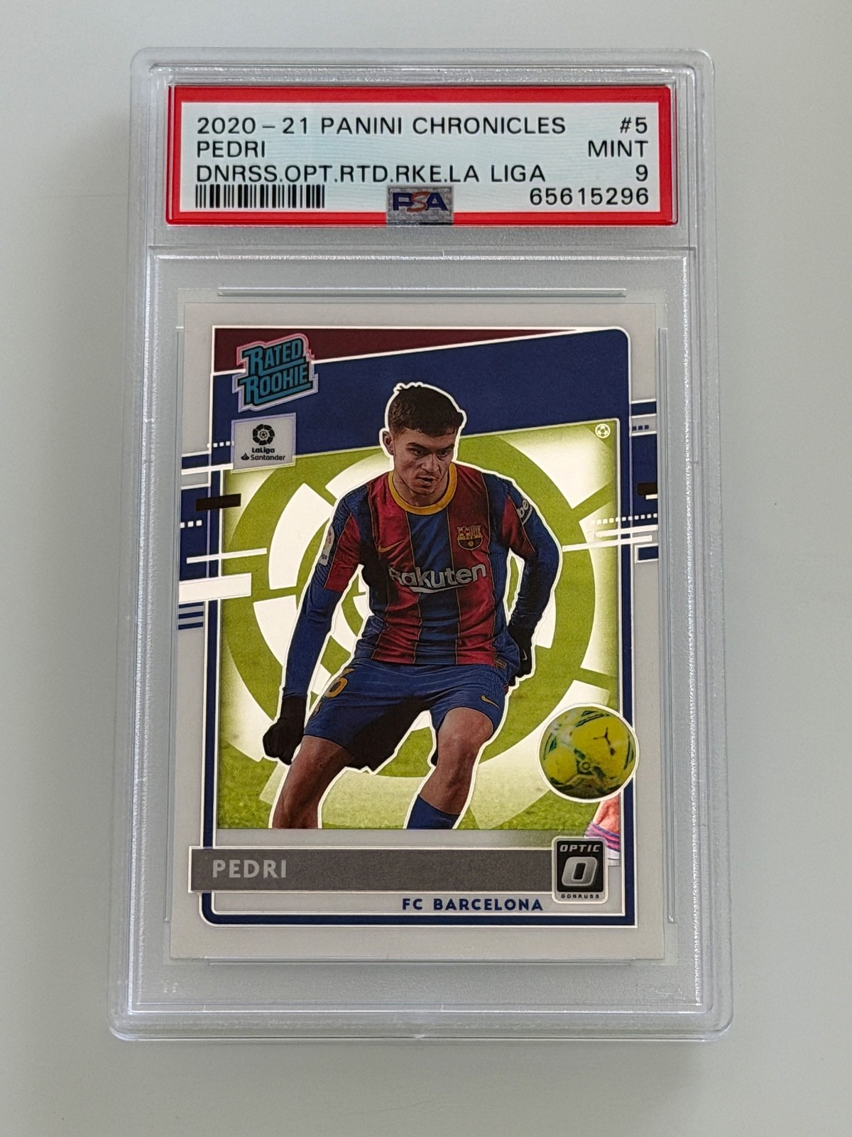 2020-21 Panini Chronicles Pedri Donruss Optic Rated Rookie La Liga PSA 9