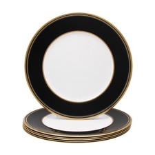 6 PCS 13" Black Beaded Charger Plates Gold Rim Round Plastic Dinner Decor