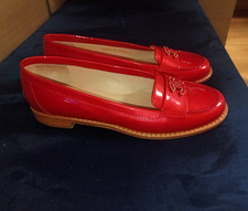 CHANEL Red Patent Leather Slip-On Loafer Flat...