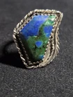 Vintage Malachite & Shattuckite In Sterling Silver Clyde Bassett Sz 6.5 Ring