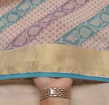 Sushila Vintage Cream Saree 100 Pure Cotton Printed Woven Soft Craft Fabric