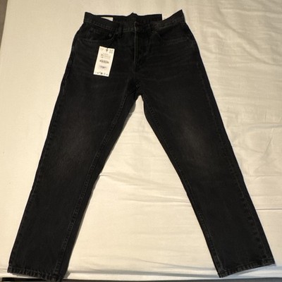 ZARA Herren Jeans Slim Cropped Denim Schwarz Gr. 38 Schrittlänge 38 in