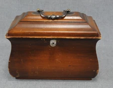 Vintage Wooden Bombe Chest, Colonial Style Decor Tea Caddy