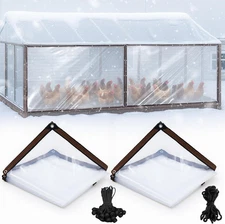 2 Pcs Chicken Coop Cover 11.5 X 6.6 Ft Waterproof Clear Tarp Heavy Duty PVC Viny