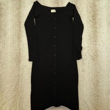 Wilfred Free Long Sleeve Button Front Midi Dress Black Size S