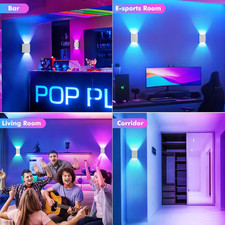 RGB Dimmable Wall Sconces Up/Down with Remote 2-Pack Indoor Wall Lights