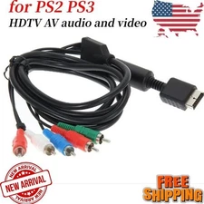 Component AV Cable for PS2 / PS3 / PS3 Slim, HD Multi Out Composite RCA Audio Vi