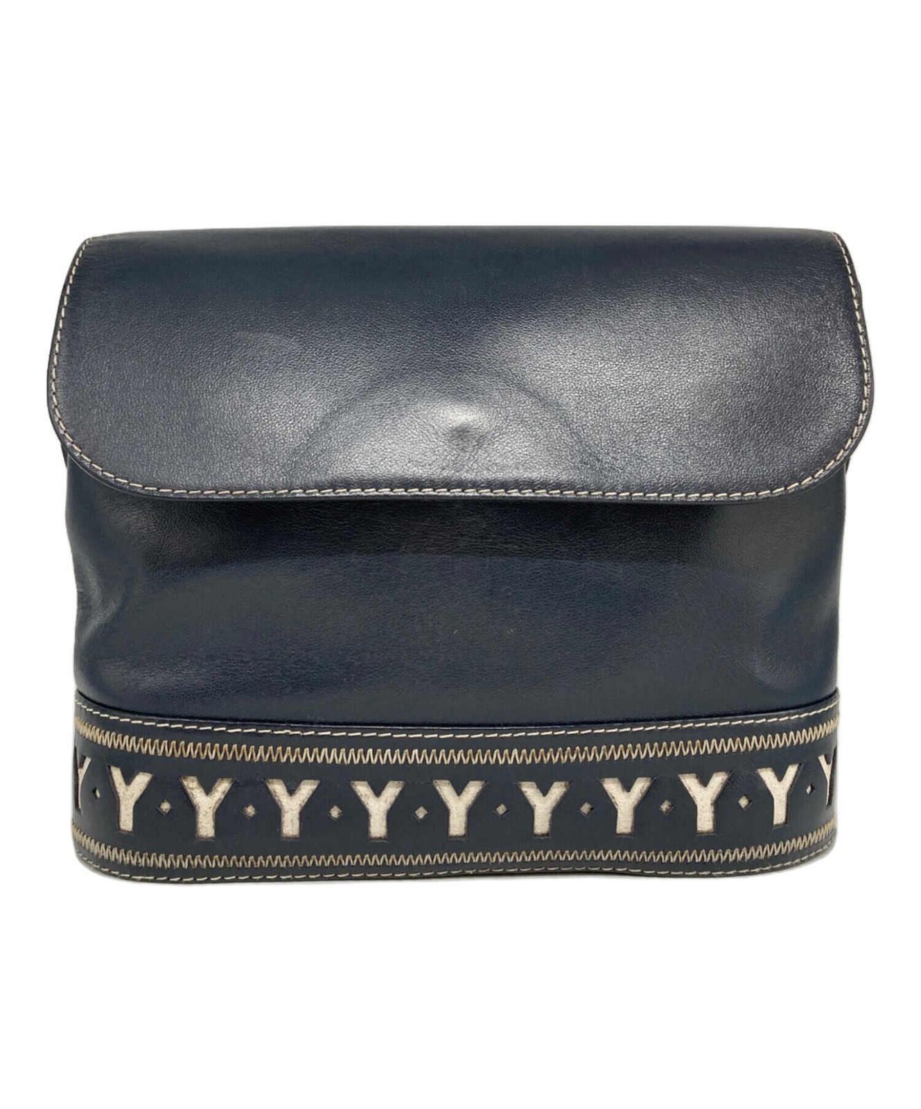 Yves Saint Laurent borsa a tracolla vintage blu navy taglio a Y dal Giappone