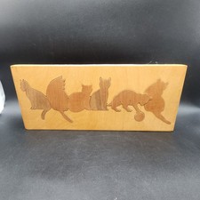 7 Piece Carved Wooden Cat Puzzle Vintage Hand Made Signed Seymour 1984