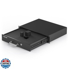 Phenyx Pro 2U Locking Rack Drawer, Metal Rack Mount Drawer w/Pre-