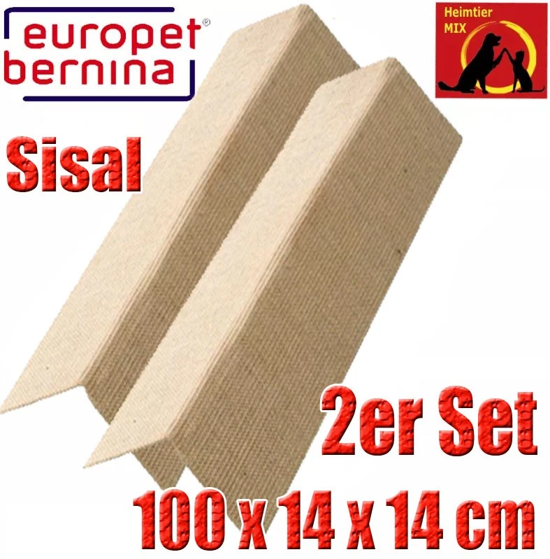 EUROPET-BERNINA 2xEck-Kratzbrett Wandkratzbrett Ebi Kratzecke Sisal Kratzfläche 1000 x 14 x 14mm