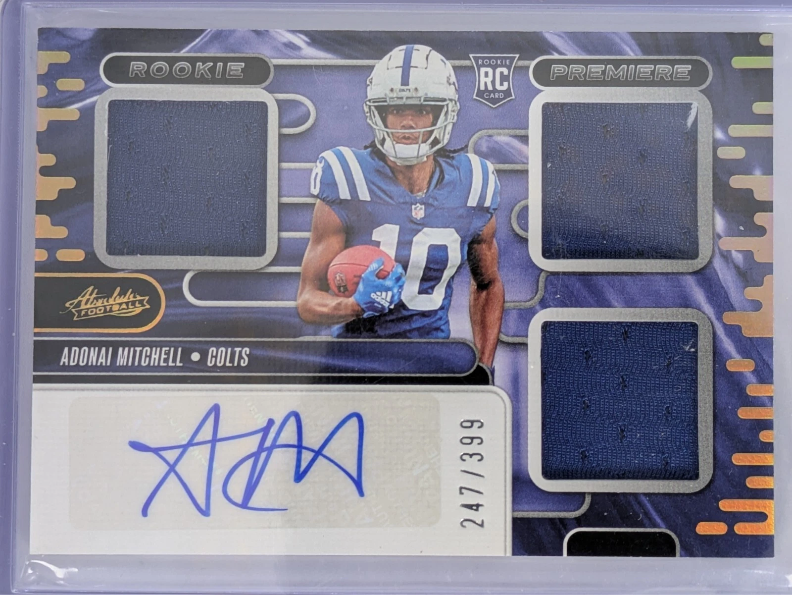 Adonai Mitchell Panini Absolute Rookie Premiere Materials #RPMAML Autograph