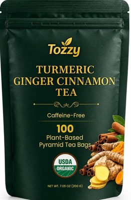 Organic Turmeric,Ginger & Cinnamon Tea   100 Count, Plant-Based Pyramid Tea B...