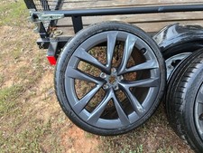 21” OEM TESLA MODEL S PLAID ORIGINAL ARACHNID BLACK WHEELS RIMS 2022 2023 2024