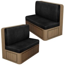 Leather Look RV Dinette Cushion Covers, Stretch Camper 2 Sets, Black