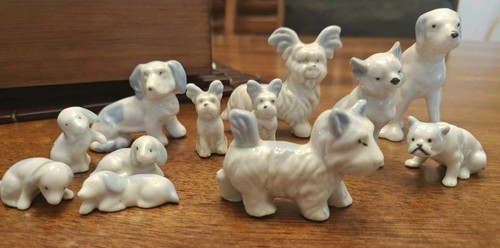 Lotto statuine vintage Bone China porcellana ceramica cani cucciolo miniatura Giappone