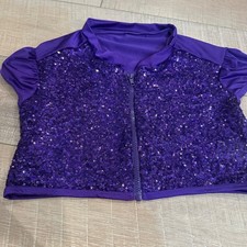 CURTAIN CALL COSTUMES PURPLE CROPPED DANCE COSTUME TOP CXL E1857 ZIP FRONT