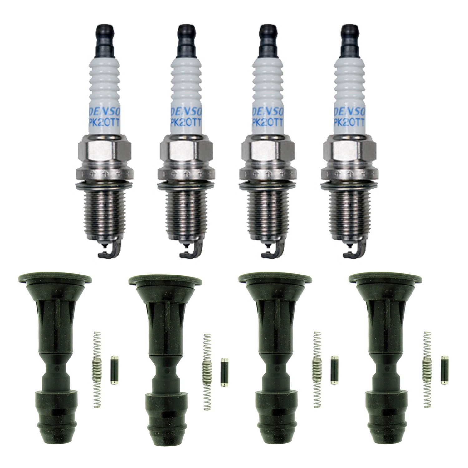 Denso 4 Platinum TT Plugs  NGK Ignition Coil Boots Kit for Saab 9-52.0L L4