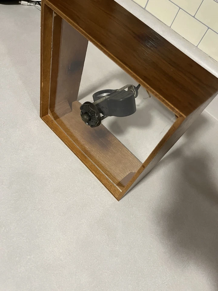 Luminária de teto quadrada Plexi estrutura de madeira 2 lâmpadas elétrica vintage 8,5 polegadas - Imagem 2 de 4