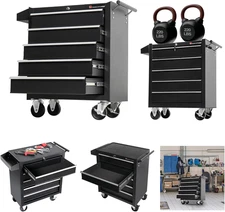 Tool Chest Heavy Duty Cart Steel Rolling Tool Box 5 Drawer Cart (TZ35-BK)