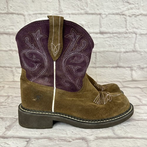 ARIAT Damen 6B Schuhe Western Cowgirl Leder zweifarbig mittelhoher Bund Stiefel Step In - Bild 6 von 11