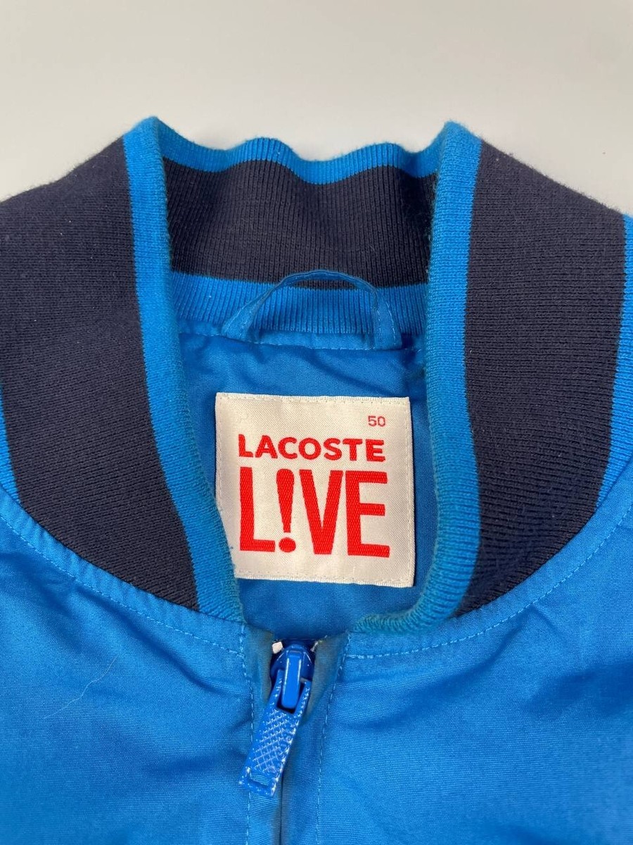 Lacoste Live Zipped Bomber Jacket With Big Crocodile Logo Blue Men