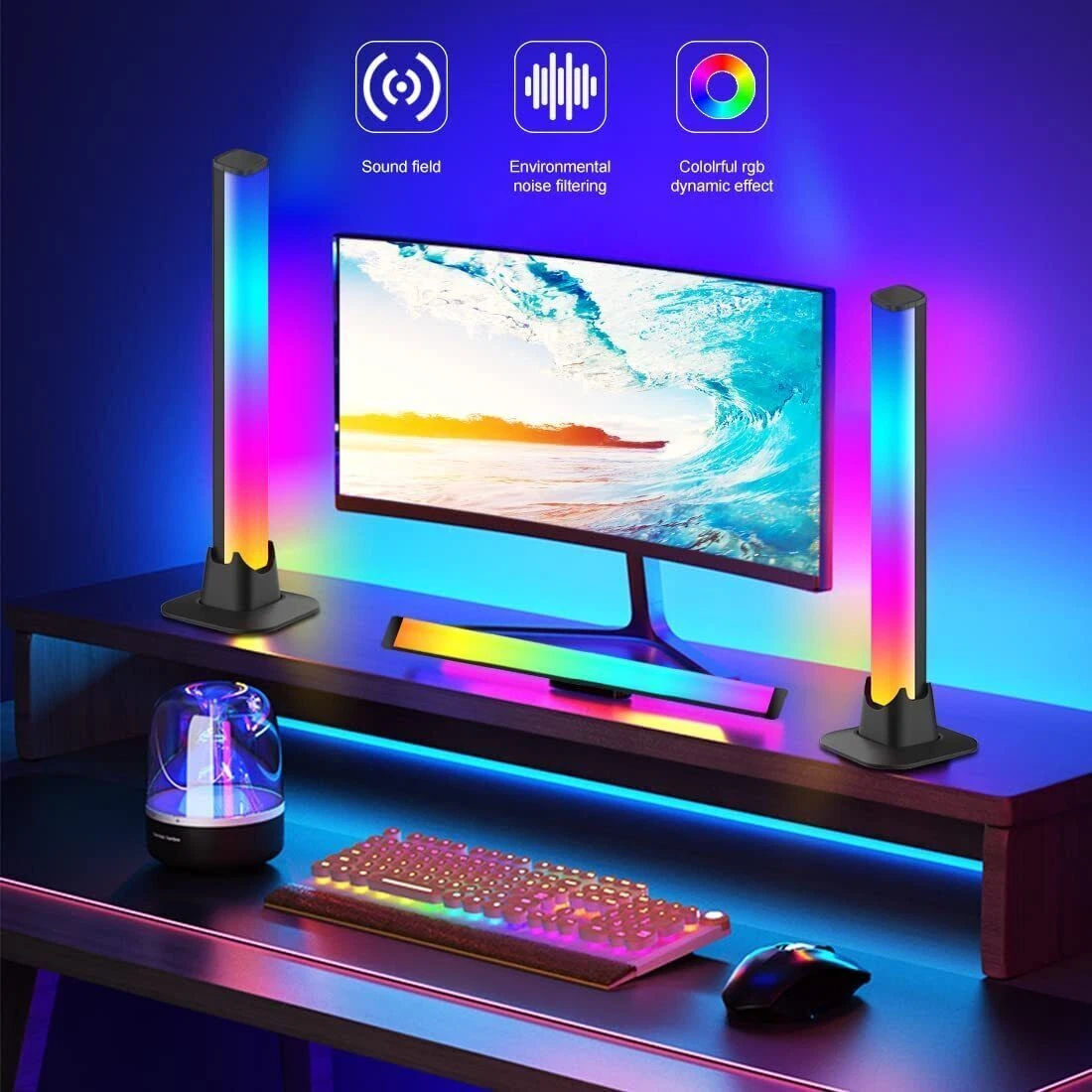 2X Smart LED Light Bar RGB Flow Light TV Gaming Backlight Bluetooth App Control