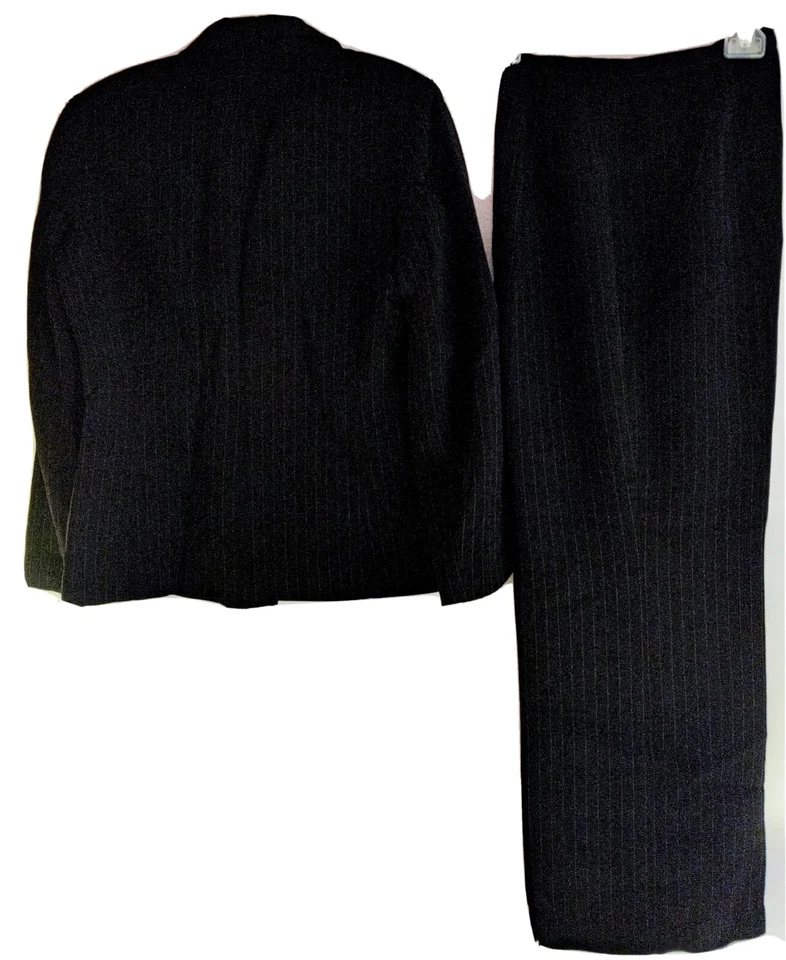 LE костюм 2 ПК костюм черный и белый в тонкую полоску брюки костюм классический женский размер 8P - Изображение 2 из 4