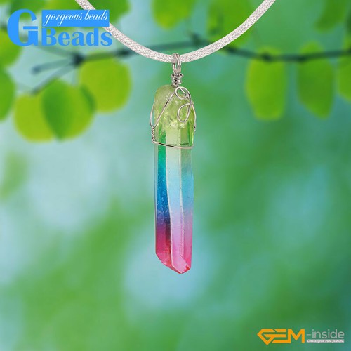 Pendant Chakra Reiki Cocktail Color Quartz Healing Stone Jewelry Chains Necklace - Picture 6 of 12
