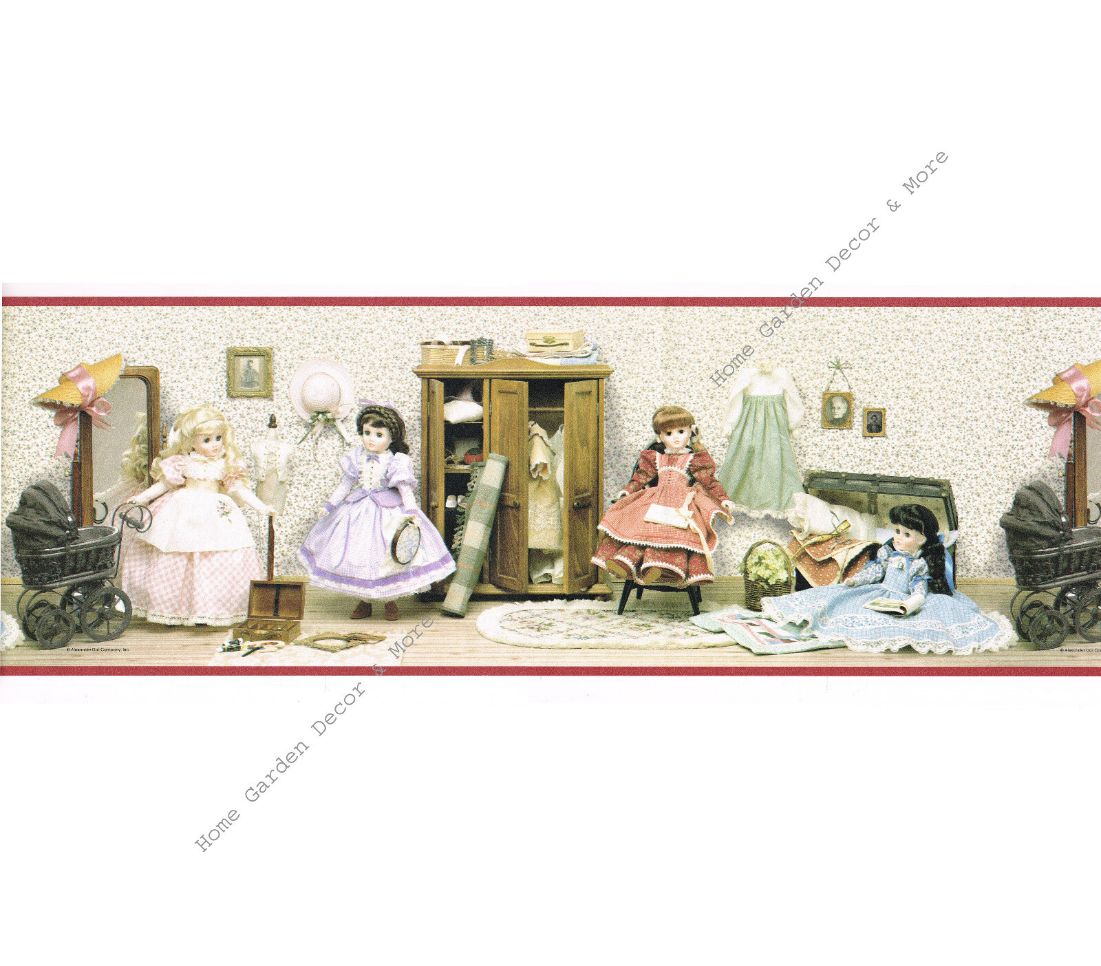 Victorian Vintage Antique Madame Alexander Dolls Playhouse Wallpaper Border 